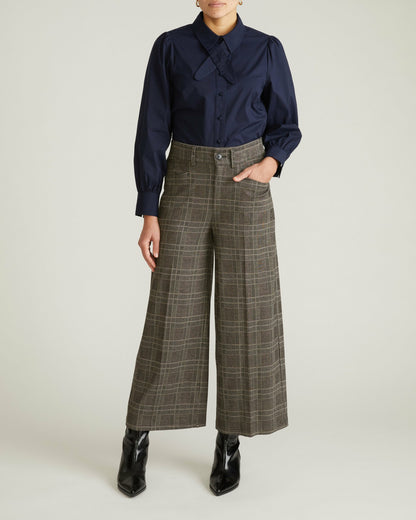 Universal Standard Janet Tie-Neck Cotton Poplin Shirt - Navy