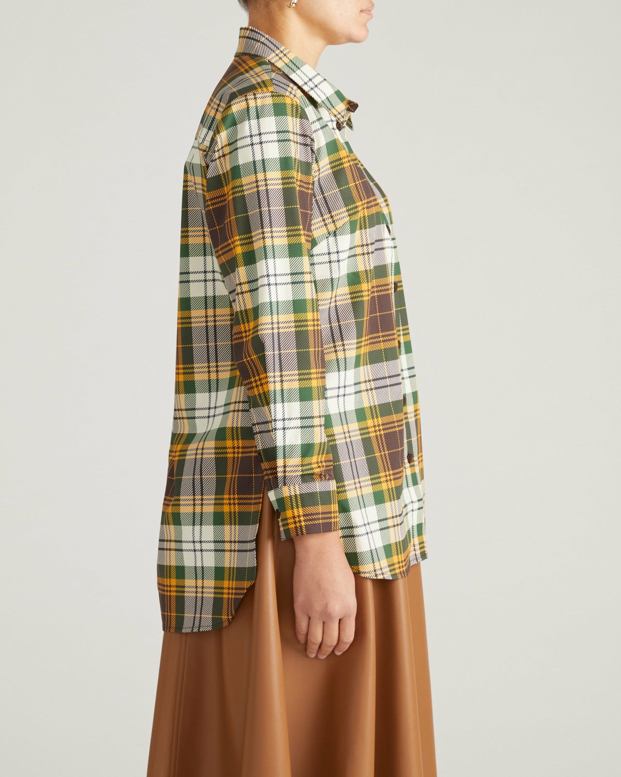 Universal Standard The Artist Poplin Shirt - Brown Plaid
