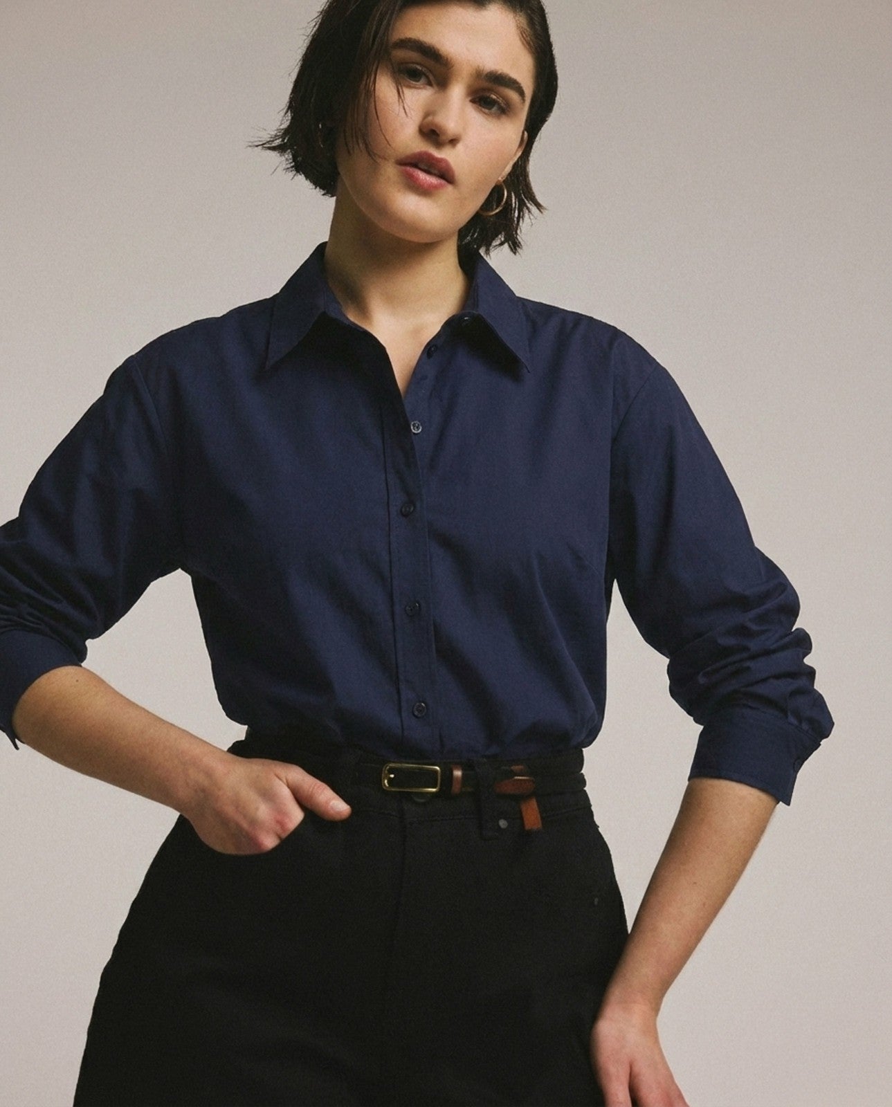 Universal Standard The Artist Poplin Shirt - Navy