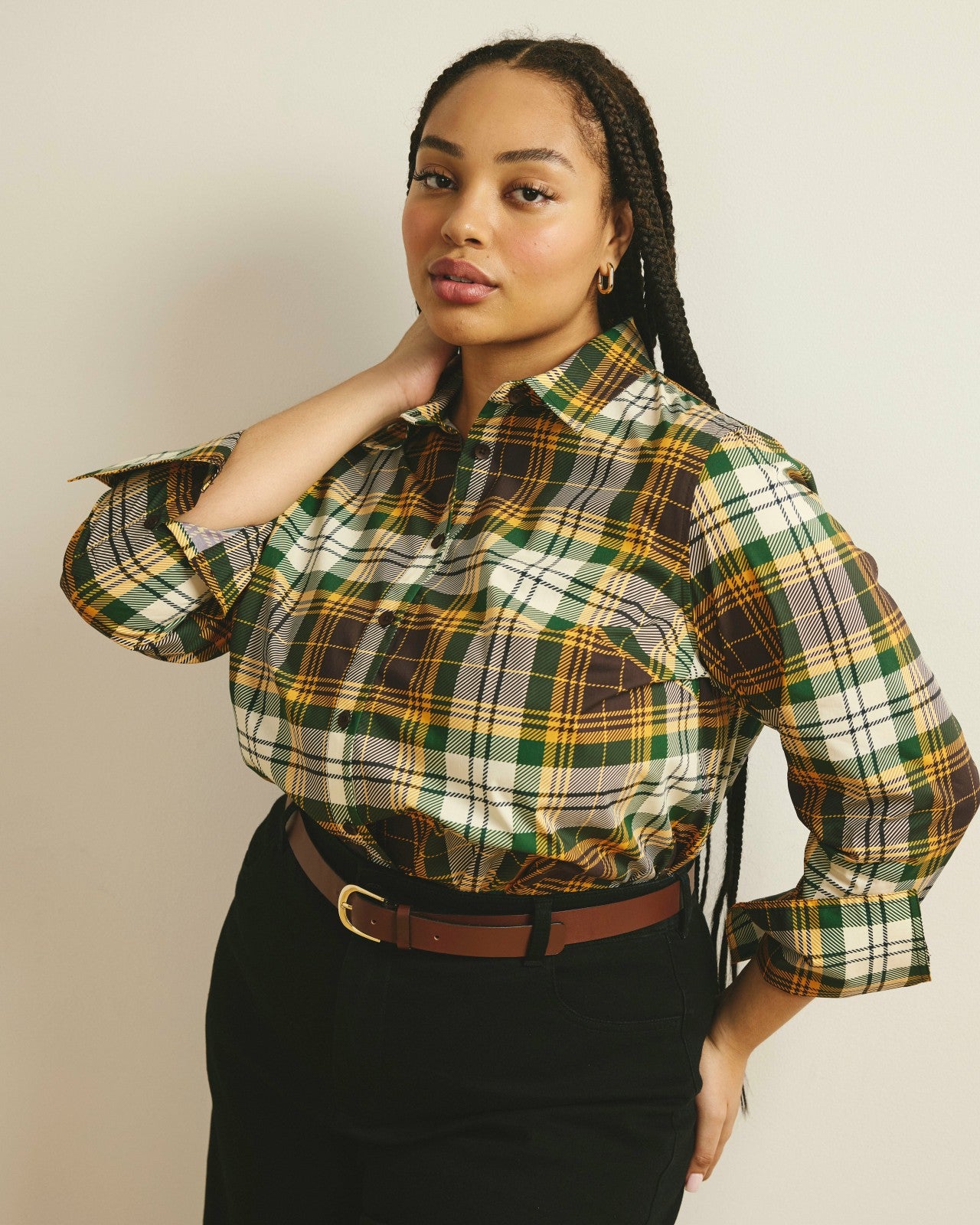 Universal Standard Henning x US Madison Shirt - Brown Plaid