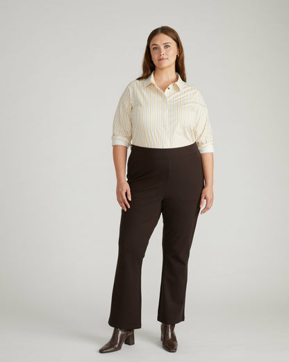 Universal Standard Elbe Stretch Poplin Shirt Classic Fit - Yellow Multi Stripe