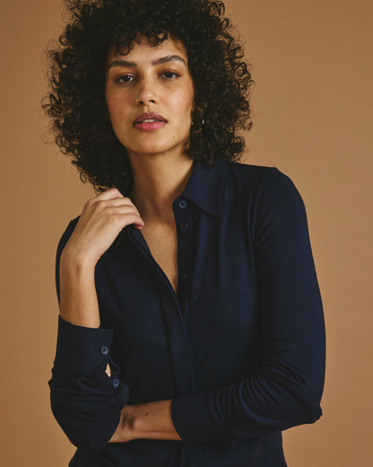 Universal Standard Elbe Liquid Jersey Shirt Classic Fit - Midnight