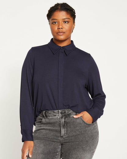Universal Standard Elbe Liquid Jersey Shirt Classic Fit - Midnight