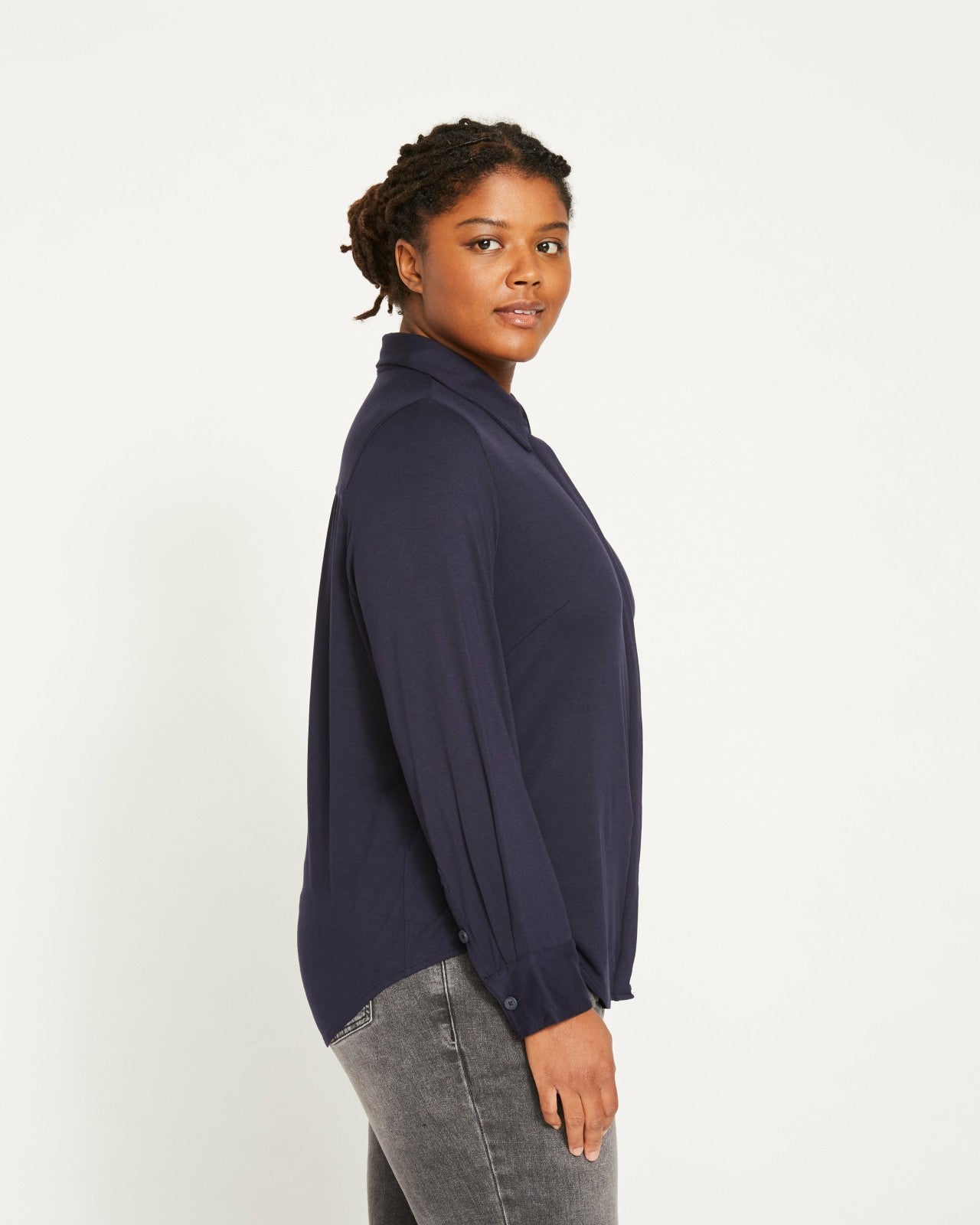 Universal Standard Elbe Liquid Jersey Shirt Classic Fit - Midnight