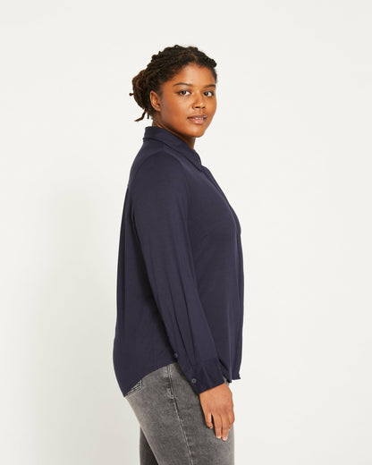 Universal Standard Elbe Liquid Jersey Shirt Classic Fit - Midnight