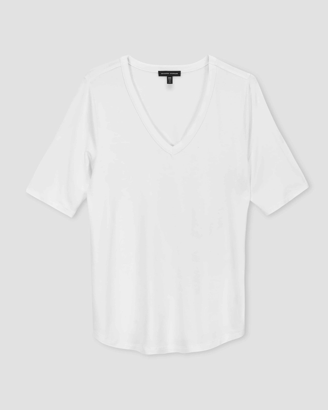 Universal Standard Lily Liquid Jersey V-Neck Stovepipe Tee - White