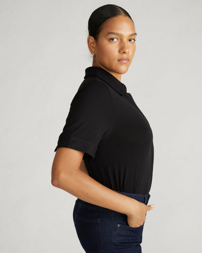 Universal Standard Chelsea Liquid Jersey Short Sleeve Shirt - Black