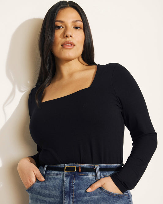 Universal Standard Agatha Liquid Jersey Top - Black