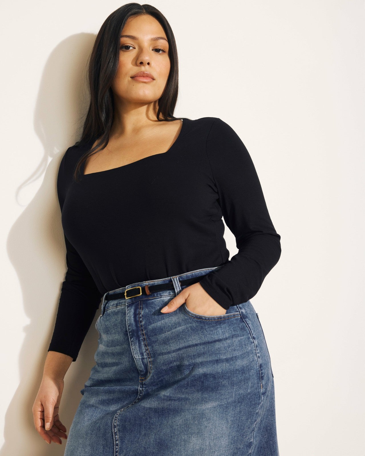 Universal Standard Agatha Liquid Jersey Top - Black