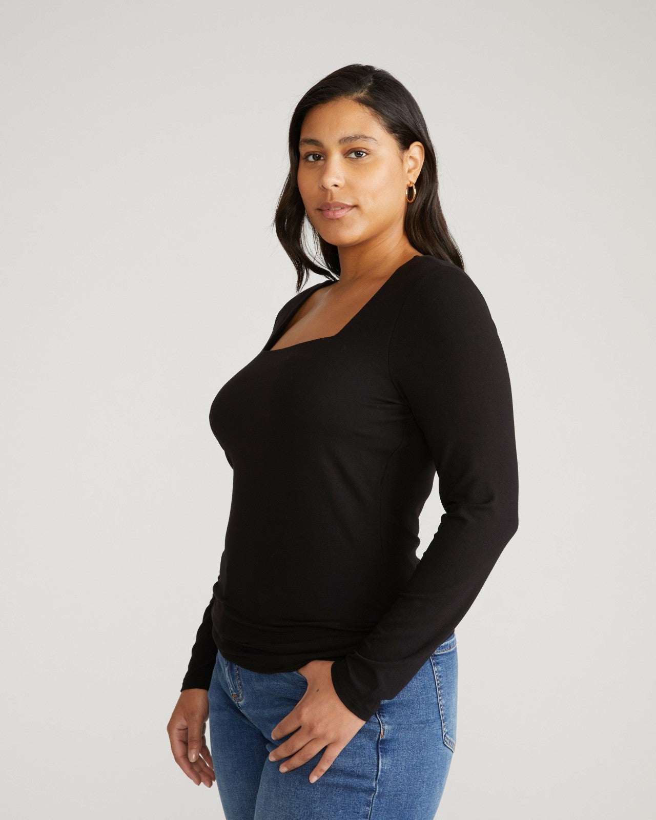 Universal Standard Agatha Liquid Jersey Top - Black