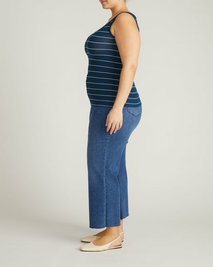 Universal Standard Cloud Rib Tank - Teal/White Microstripe