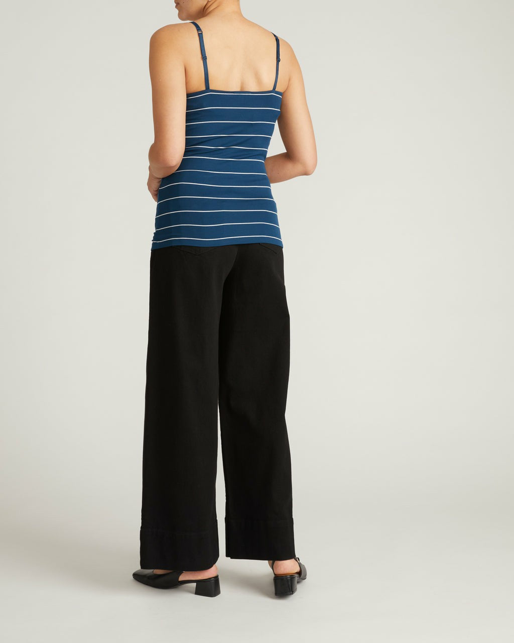 Universal Standard Cloud Rib Camisole - Teal/White Microstripe