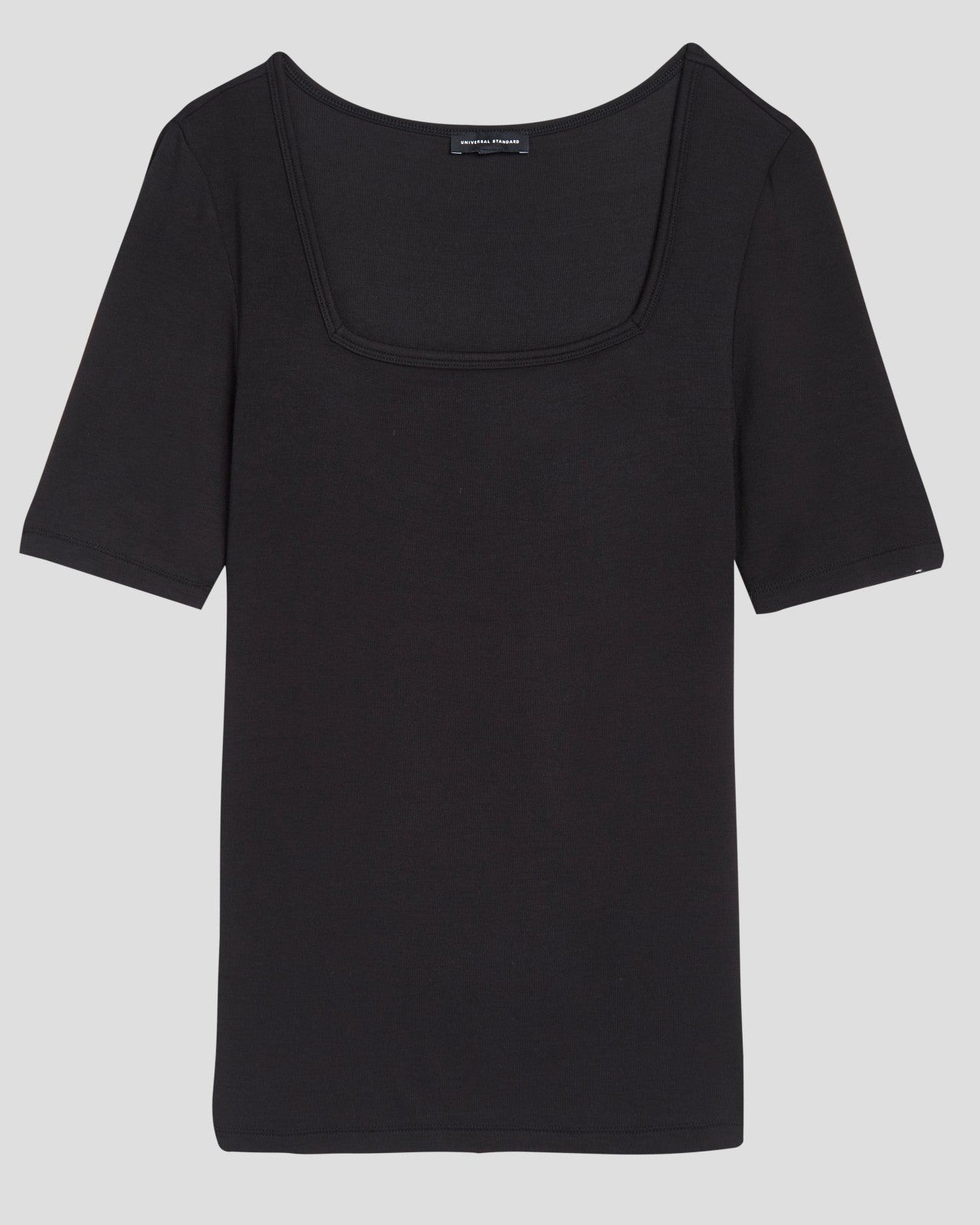 Universal Standard Cloud Rib Short Sleeve Square Neck Tee - Black