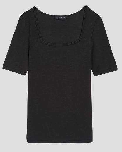 Universal Standard Cloud Rib Short Sleeve Square Neck Tee - Black