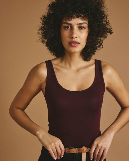 Universal Standard Cloud Rib Tank - Black Cherry