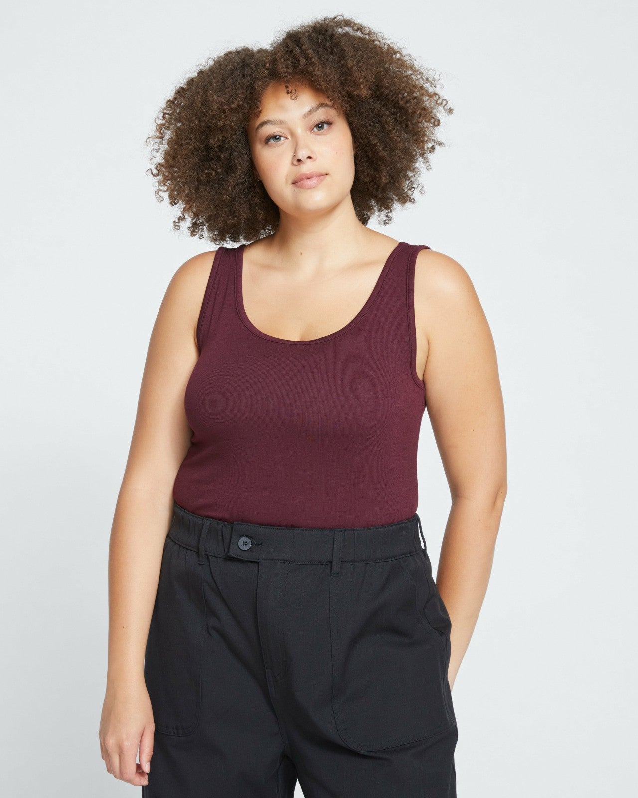 Universal Standard Cloud Rib Tank - Black Cherry