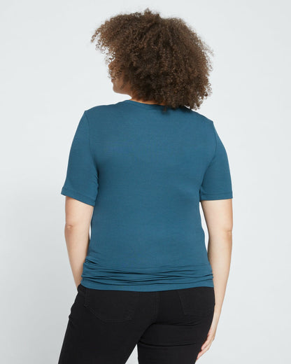 Universal Standard Cloud Rib Short Sleeve Crew Neck Tee - Deep Sea