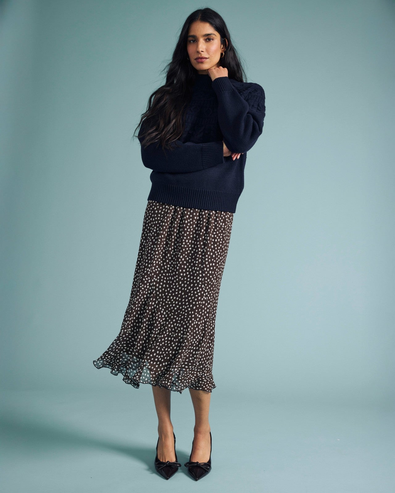 Universal Standard Safiya Cable Knit Sweater - Midnight
