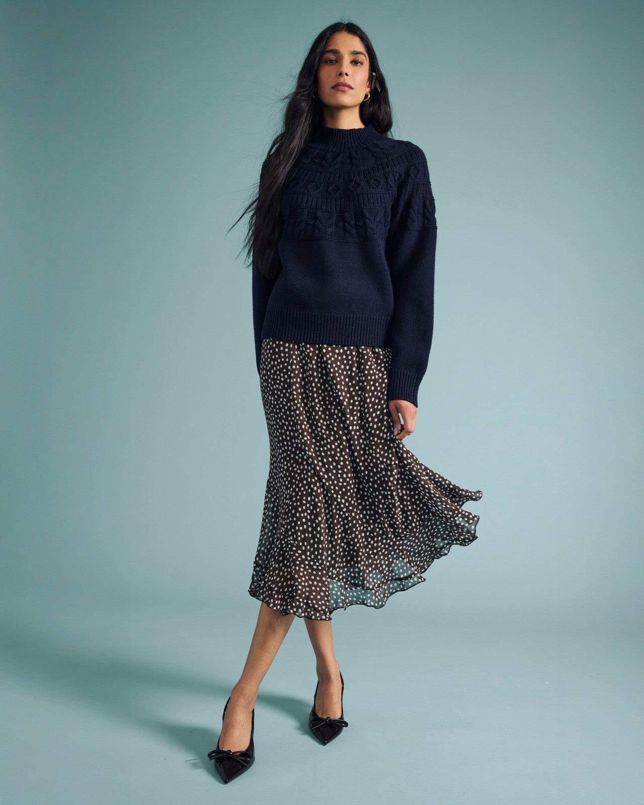 Universal Standard Safiya Cable Knit Sweater - Midnight