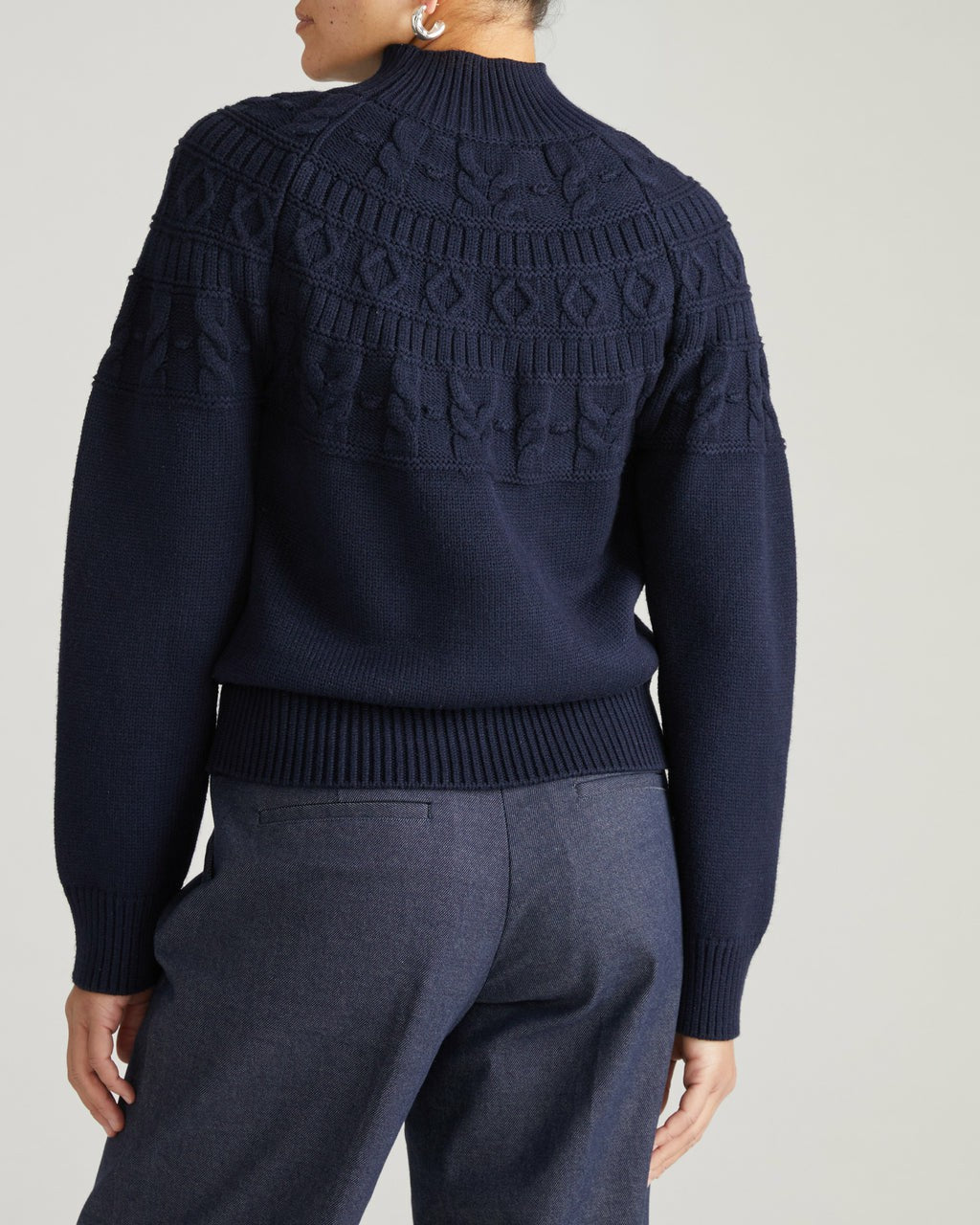 Universal Standard Safiya Cable Knit Sweater - Midnight