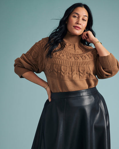 Universal Standard Safiya Cable Knit Sweater - Classic Camel