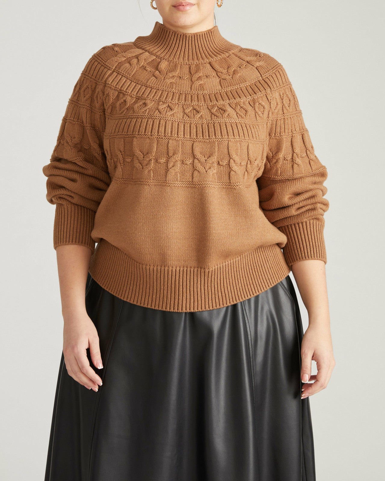 Universal Standard Safiya Cable Knit Sweater - Classic Camel