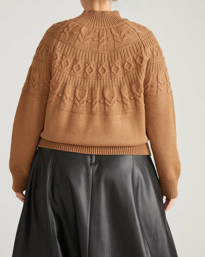 Universal Standard Safiya Cable Knit Sweater - Classic Camel