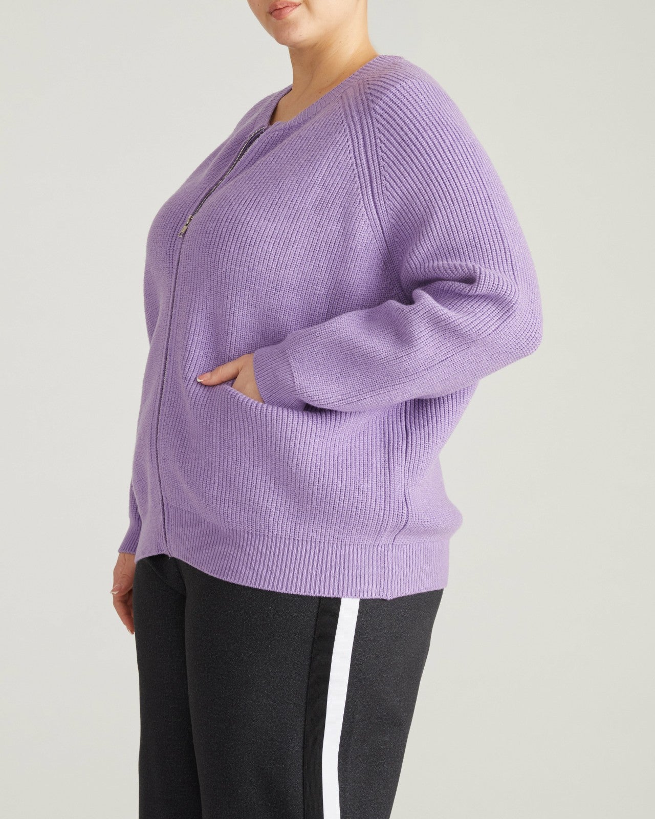 Universal Standard Better-Than-Wool Zip Cardigan - Purple Posey