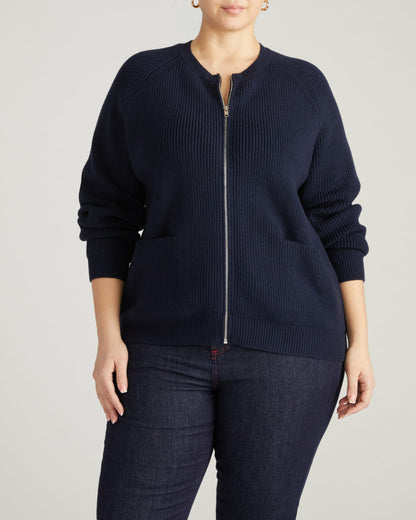Universal Standard Better-Than-Wool Zip Cardigan - Midnight