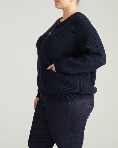 Universal Standard Better-Than-Wool Zip Cardigan - Midnight