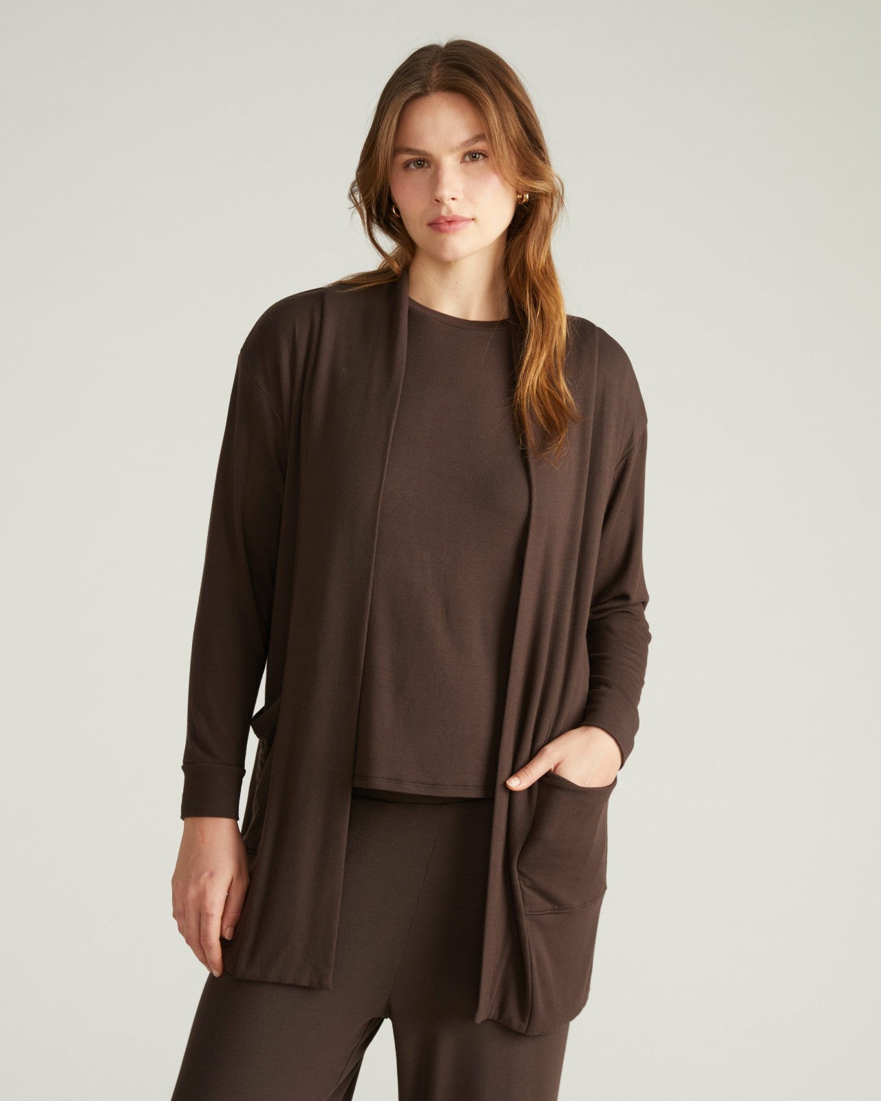 Universal Standard TravelKnit Minimalist Cardigan - Espresso