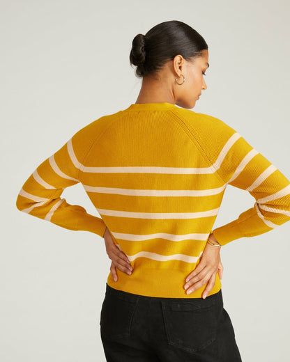 Universal Standard Better-Than-Wool Cardigan - Mustard/Pink Sand Stripe