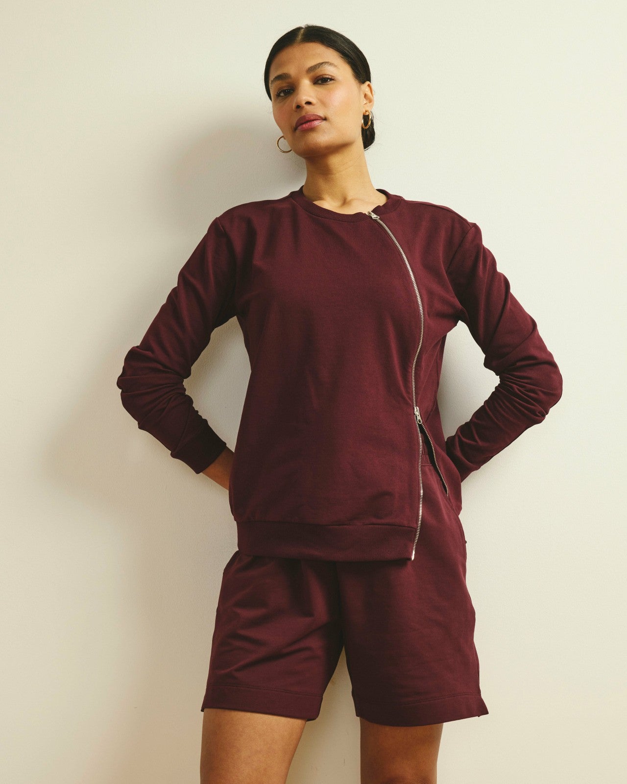 Universal Standard Meridien Zip Sweatshirt - Black Cherry