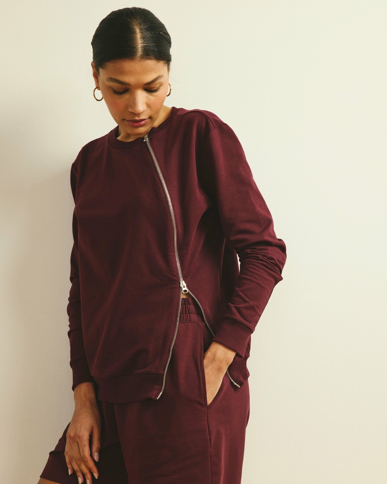 Universal Standard Meridien Zip Sweatshirt - Black Cherry