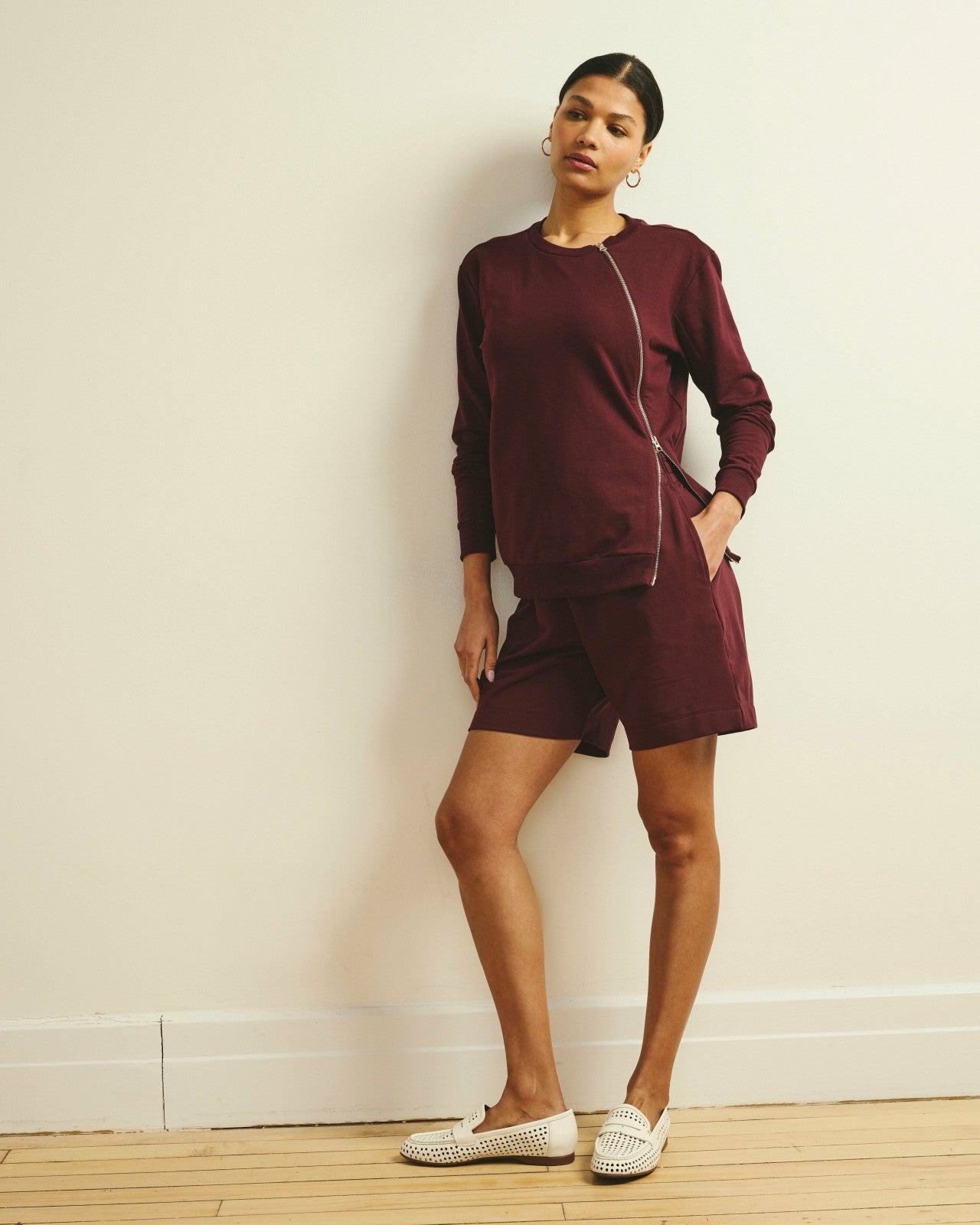 Universal Standard Meridien Zip Sweatshirt - Black Cherry