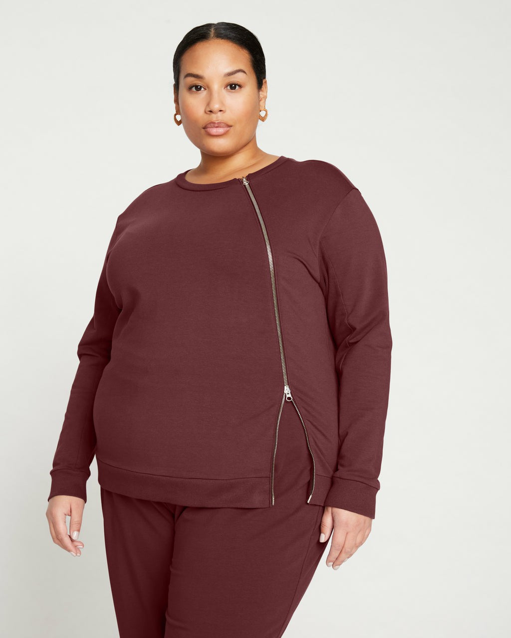 Universal Standard Meridien Zip Sweatshirt - Black Cherry