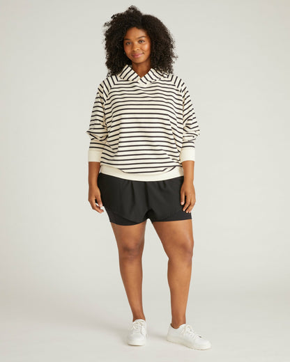 Universal Standard French Terry Pullover Hoodie - Ecru/Black Stripe
