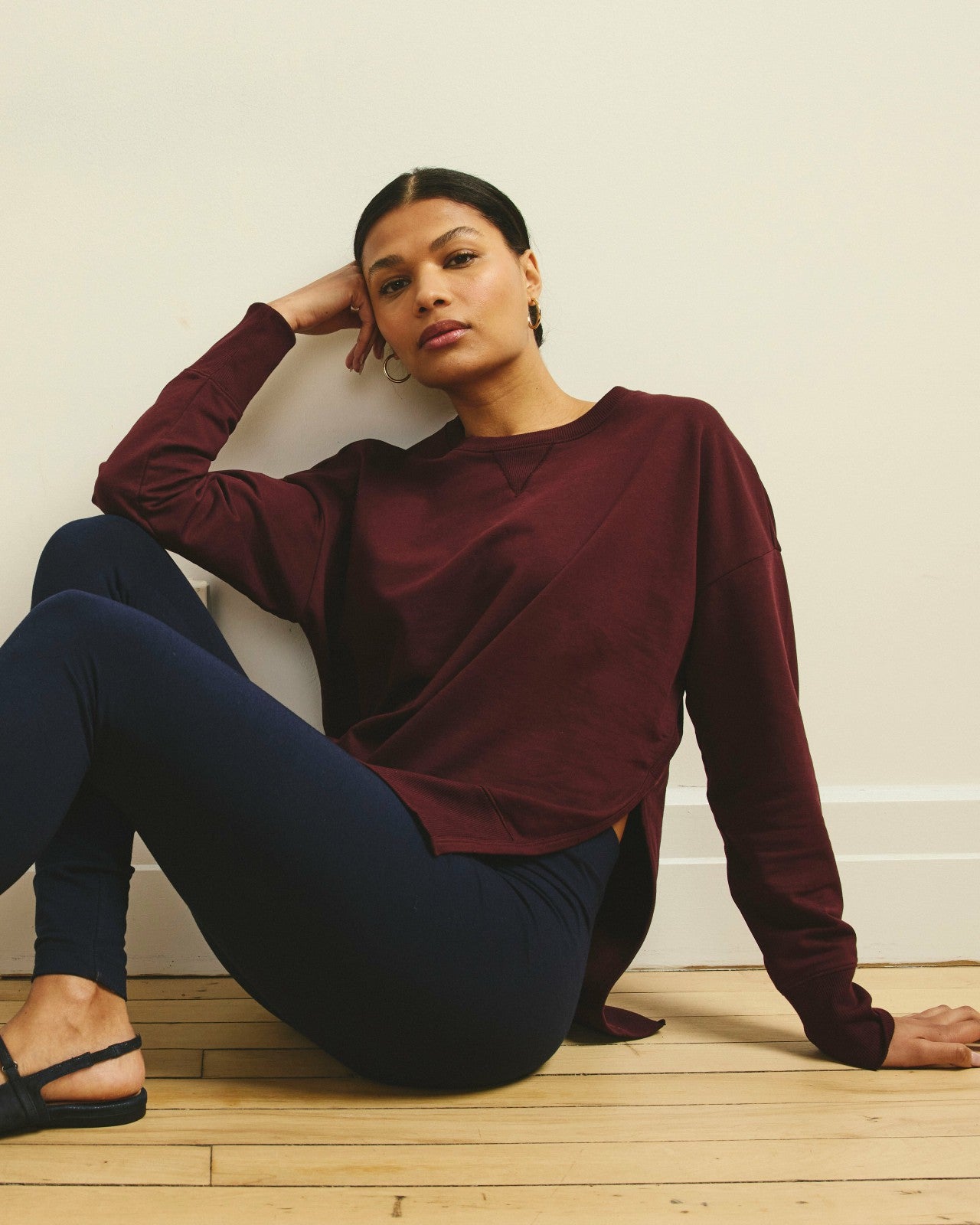 Universal Standard Fiona Side Slit Sweatshirt - Black Cherry
