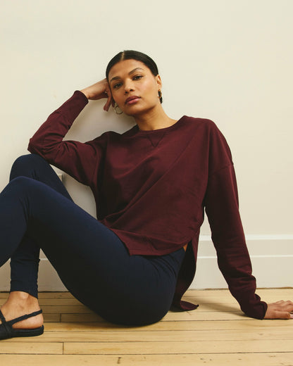 Universal Standard Fiona Side Slit Sweatshirt - Black Cherry