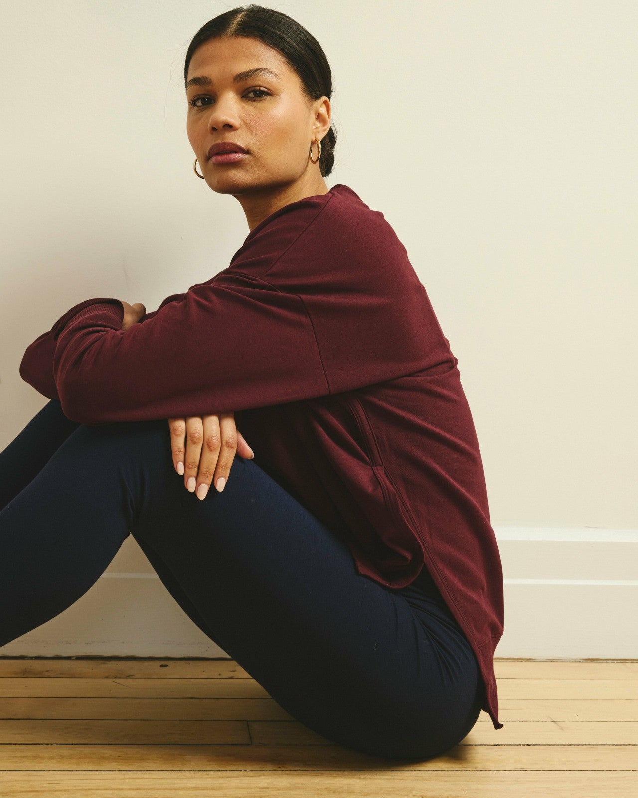 Universal Standard Fiona Side Slit Sweatshirt - Black Cherry