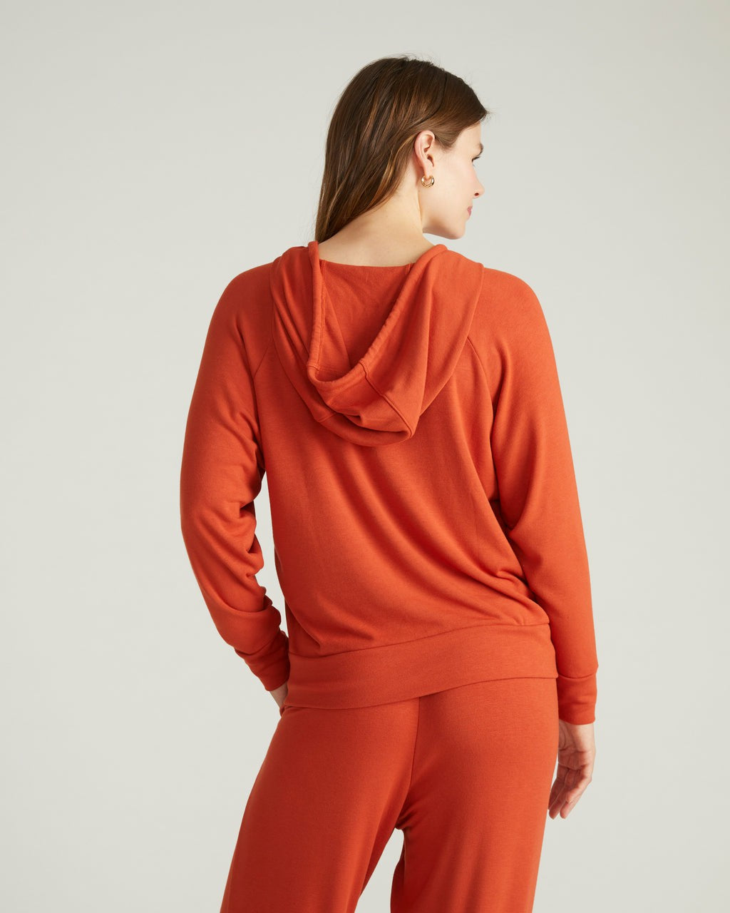 Universal Standard TravelKnit V Neck Hoodie - Warm Russet
