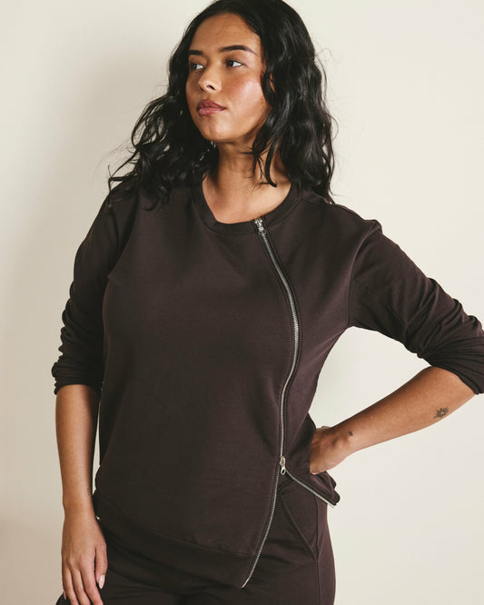 Universal Standard Meridien Zip Sweatshirt - Deep Brown