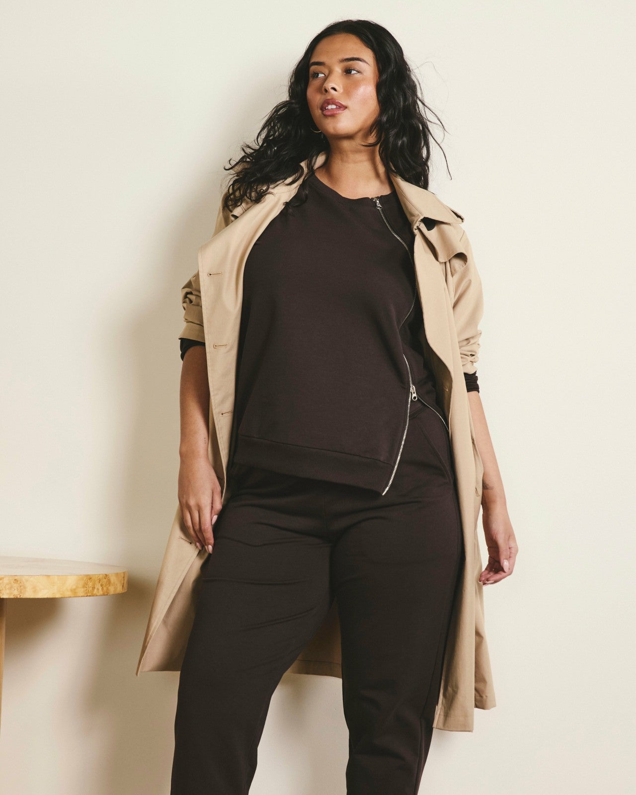 Universal Standard Meridien Zip Sweatshirt - Deep Brown