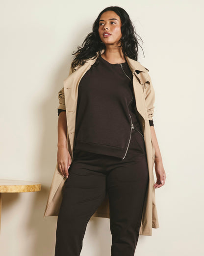 Universal Standard Meridien Zip Sweatshirt - Deep Brown