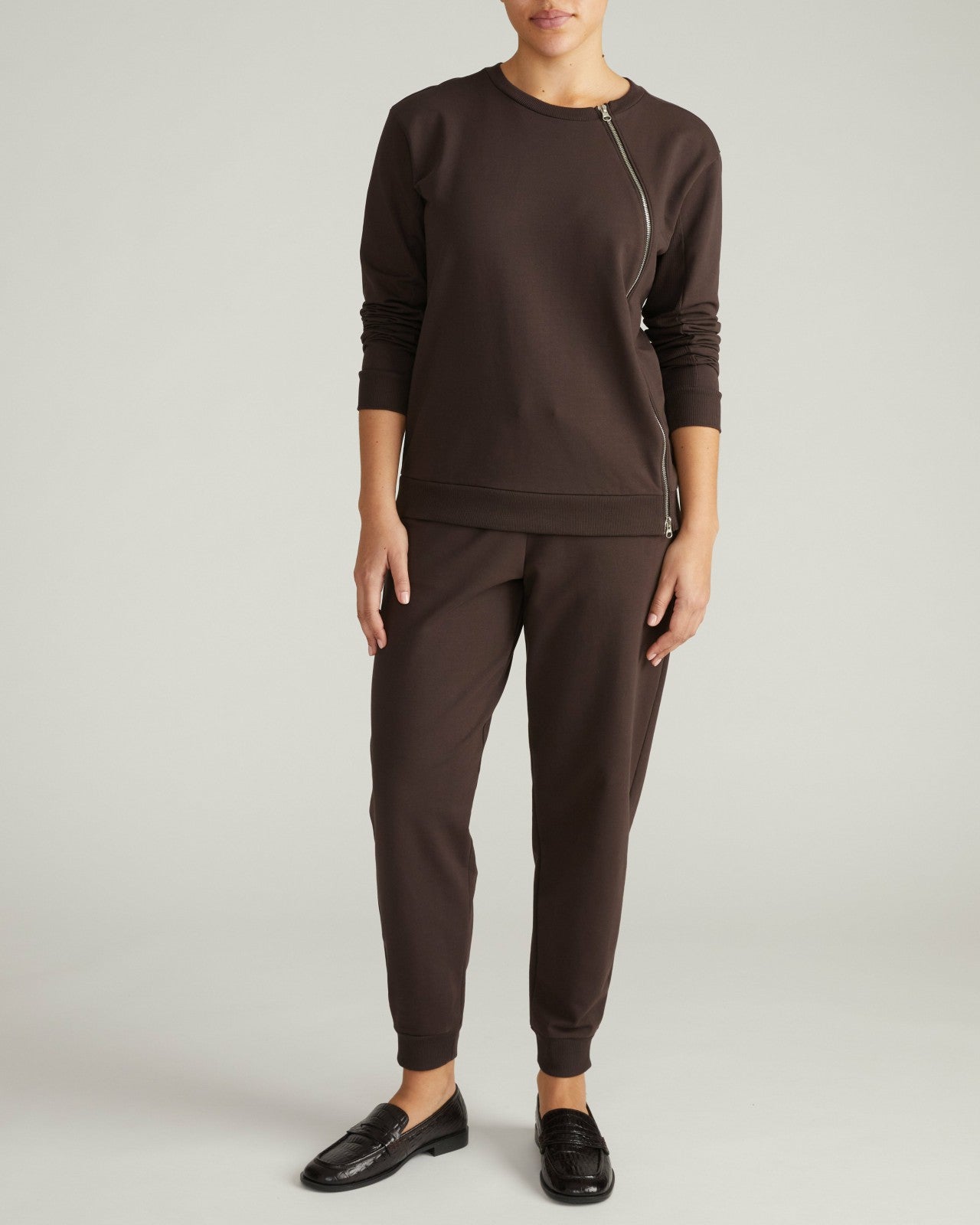 Universal Standard Meridien Zip Sweatshirt - Deep Brown