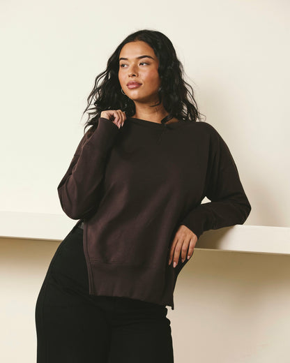 Universal Standard Fiona Side Slit Sweatshirt - Deep Brown