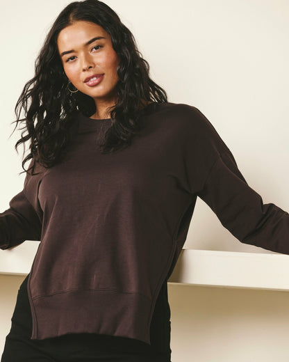Universal Standard Fiona Side Slit Sweatshirt - Deep Brown