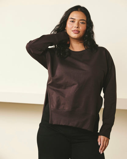 Universal Standard Fiona Side Slit Sweatshirt - Deep Brown