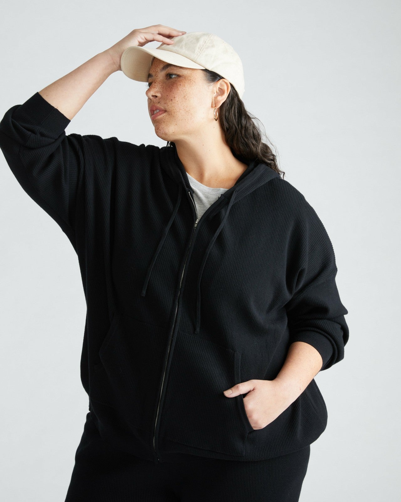 Universal Standard Knitted Mila Zip Hoodie - Black
