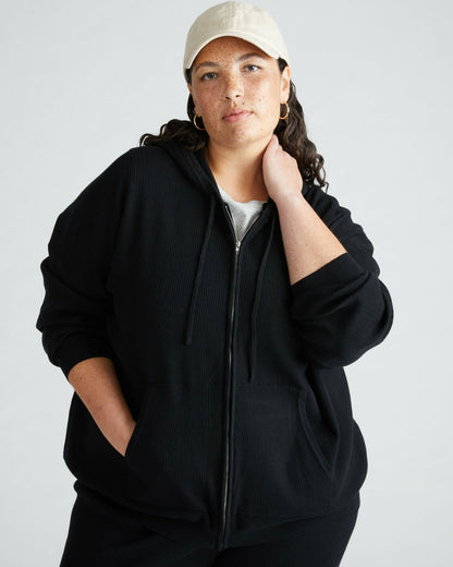 Universal Standard Knitted Mila Zip Hoodie - Black